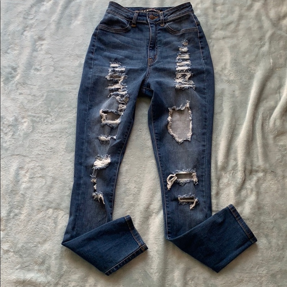 Destroyed Denim FashionNova Jeans.